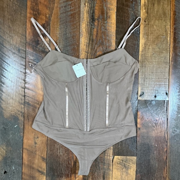 Intimately By Free People Cocoa Brown Corset Bodysuit Women’s Size XL NWT - Picture 2 of 10